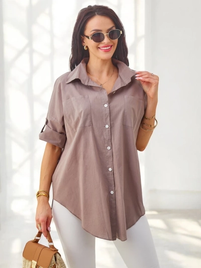 Royalfashion Baumwollbluse für Damen mit 3/4-Ärmeln