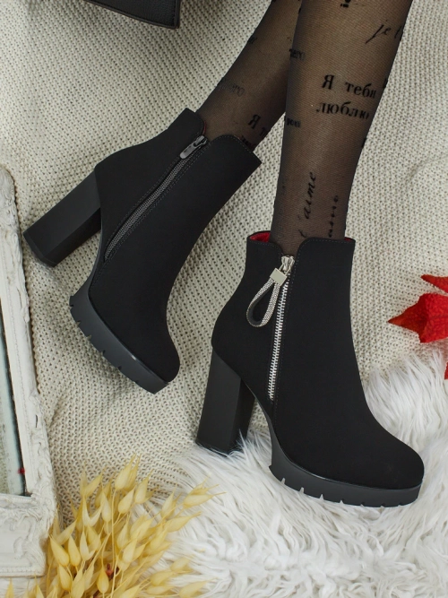 Жіночі ботильйони з екошкіри на підборах-стовпчику Marellin