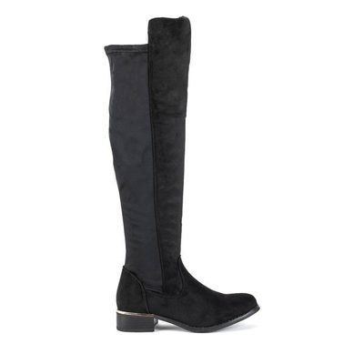 Schwarze Stiefel mit flachem Absatz Leihen - Schuhe 1