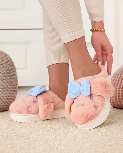 Royalfashion Damen-Flauschpantoletten mit einer Schleife Savos