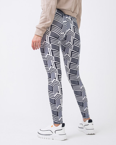 Gemusterte schwarz-weiße Leggings mit hoher Taille für Damen - Kleidung