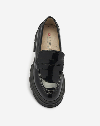 Schwarz lackierte Mokassins für Damen Tygriss- Footwear