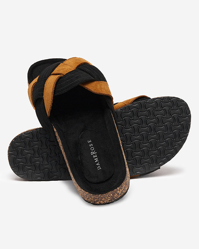 Damen-Flip-Flops aus Öko-Wildleder in Schwarz und Braun Zapri - Schuhe