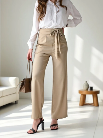 Royalfashion Weite Damenhose mit Gürtel