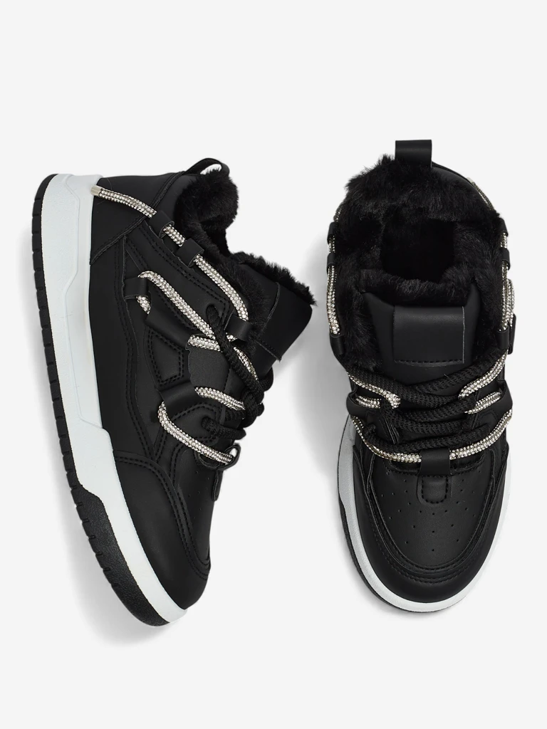 Damen Sneakers Luna Schwarz aus Öko-Leder für den Alltag