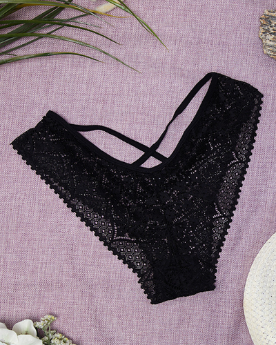 Schwarzer Spitzen-BH-Slip für Damen - Unterwäsche