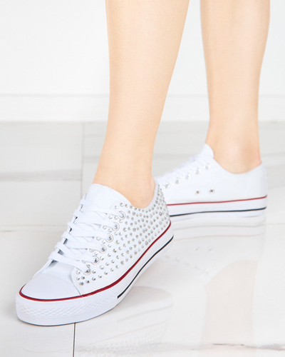 OUTLET Damen-Sneaker mit farbigem Zirkonia in Weiß Amanda - Schuhe