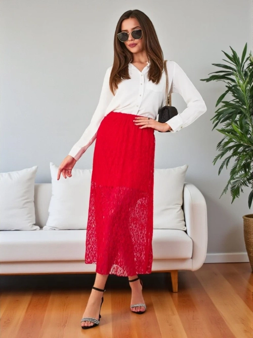 Жіноча міді-спідниця Royalfashion з мереживом