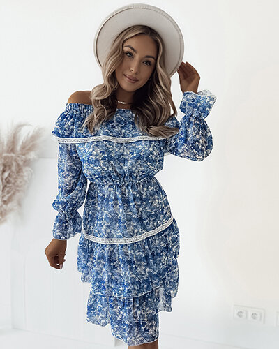 Royalfashion Жіноча квітчаста сукня міні а-ля гіпюрова