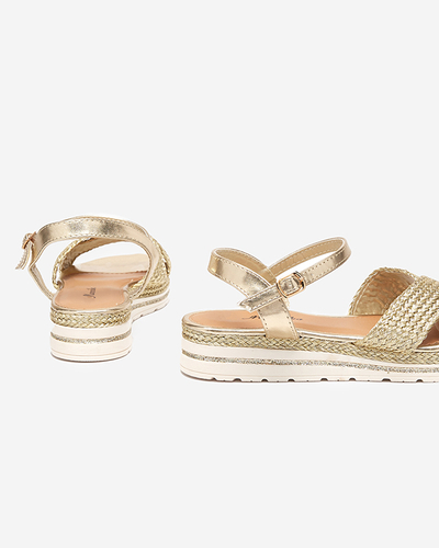 Goldene Damensandalen mit Flechtmuster und Glitzer Metifa - Footwear