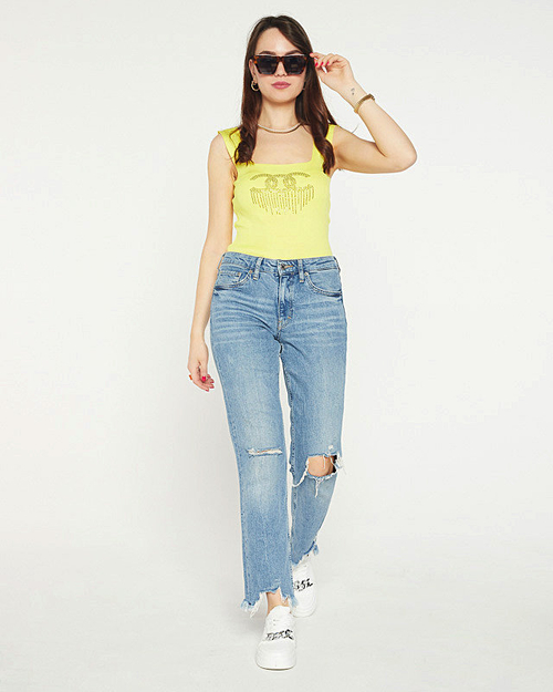 Жовтий топ з цирконами