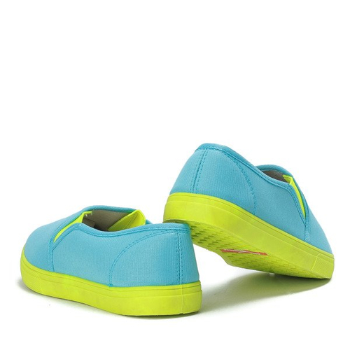 Jasnoniebiesko-neonowe trampki slip on  - Obuwie