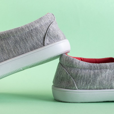 Grauer, gesteppter Damen-Slip mit pinkfarbenen Einsätzen Weridia - Footwear