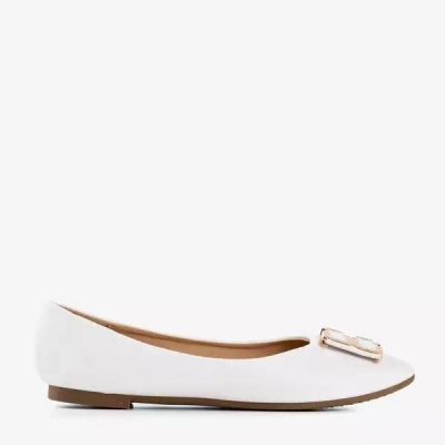 OUTLET Weiße Damenballerinas mit Ornament an der Spitze Rionach - Schuhe