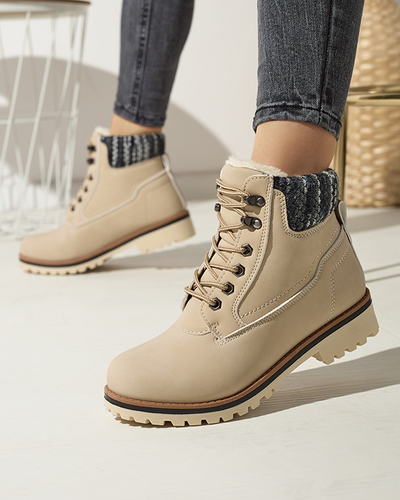 Черевики жіночі утеплені типу траппер бежеві Ebrac- Footwear