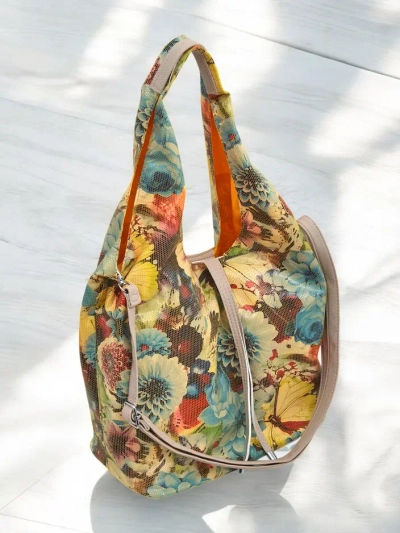 Royalfashion Große Stofftasche mit Blumen, mit einem Kosmetiktäschchen und Magnetverschluss