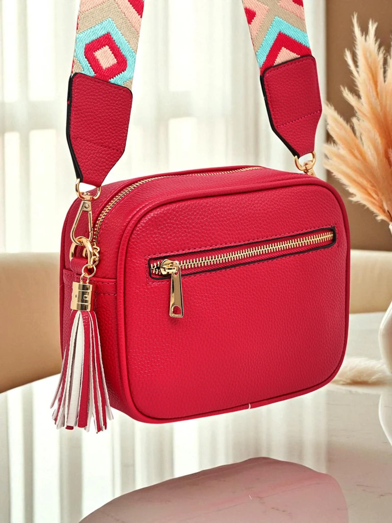 Royalfashion Kleine Damenhandtasche aus Öko-Leder mit buntem Riemen Kovi Lace