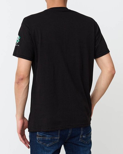 Schwarzes Herren-T-Shirt aus Baumwolle mit Aufdruck - Kleidung