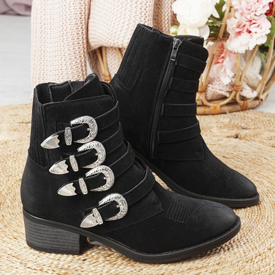 Schwarze Stiefeletten an einem niedrigen Pfosten Grand - Footwear