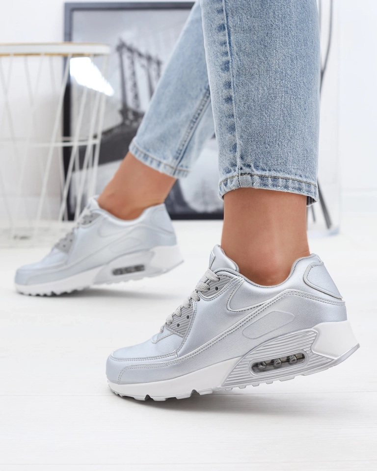 Silberfarbene Damen-Schnürschuhe Moteri - Footwear