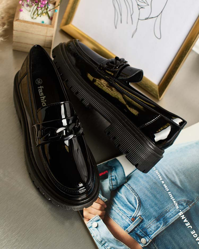 Royalfashion Damen Mokassins lackiert mit Ornament Lehels