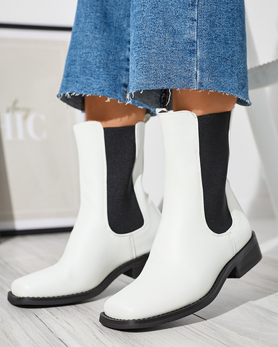 Weiße hohe Damenstiefel mit eckiger Kappe Ludiz- Footwear