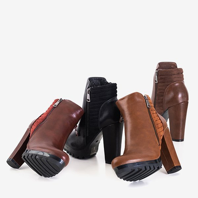 Damenstiefelette mit dekorativem kamelfarbenem Reißverschluss Santiago - Schuhe