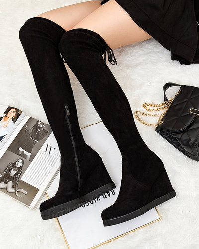 Royalfashion Damen Overknee-Stiefel aus Öko-Wildleder Essonel