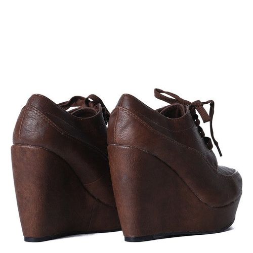 Półbuty na koturnie w kolorze khaki - Obuwie