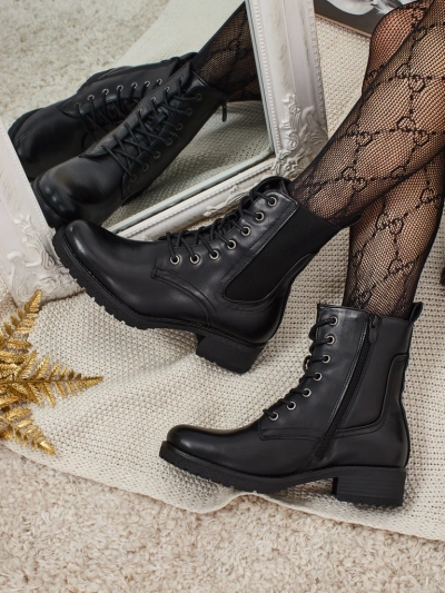 Еко шкіряні шнуровані ботильйони жіночі Oslynne