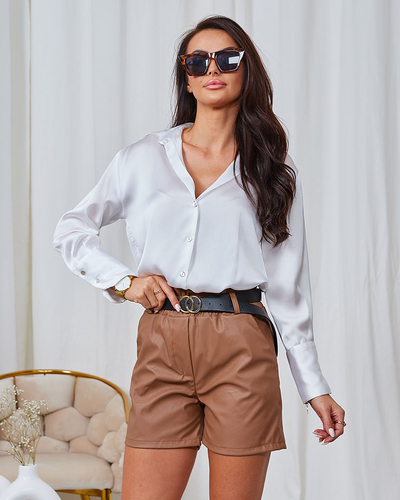 Royalfashion Eco Leder Shorts für Damen in der Farbe camel
