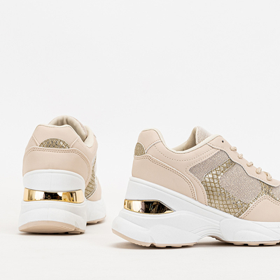Beige Turnschuhe für Damen mit verdecktem Keilabsatz Waqsy - Footwear