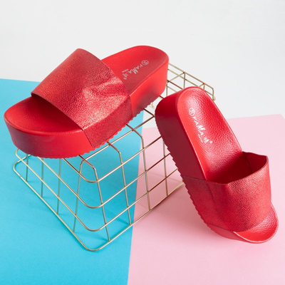 Rote Plateau-Sandalen mit Metallic-Streifen Wenda - Footwear