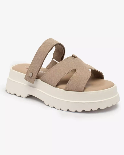 Royalfashion Hellbraune Damensandalen mit dickerer Sohle Qaffsa