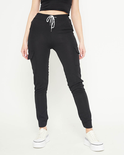 Чорні жіночі штани карго в смужку - Одяг