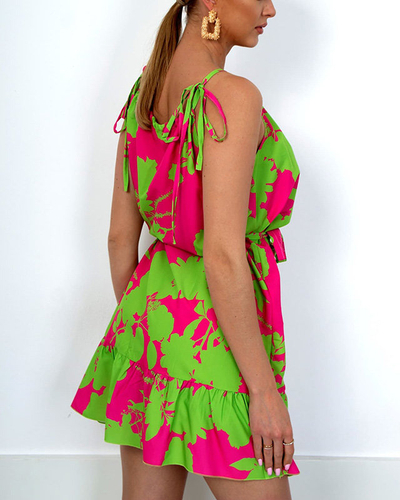 Fuchsia gemustertes Sommerkleid für Damen - Kleidung