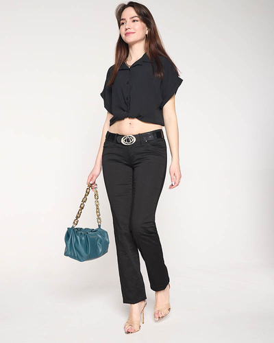 Schwarze Skinny-Jeans mit niedriger Taille für Damen - Kleidung