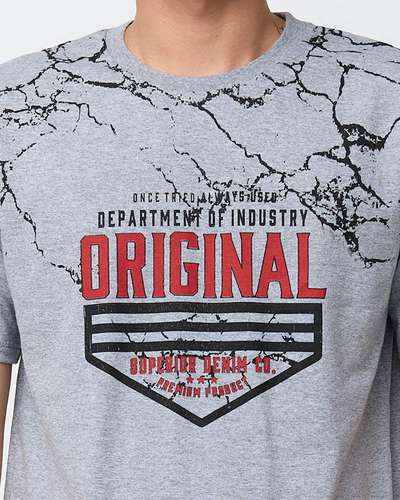 Graues Herren-T-Shirt mit Aufdruck - Kleidung