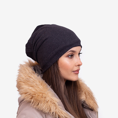 Темно-синя жіноча утеплена шапка