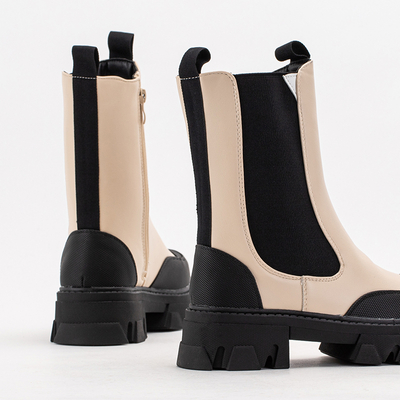 Beige Damenstiefel mit massiver Sohle Rosidi - Footwear
