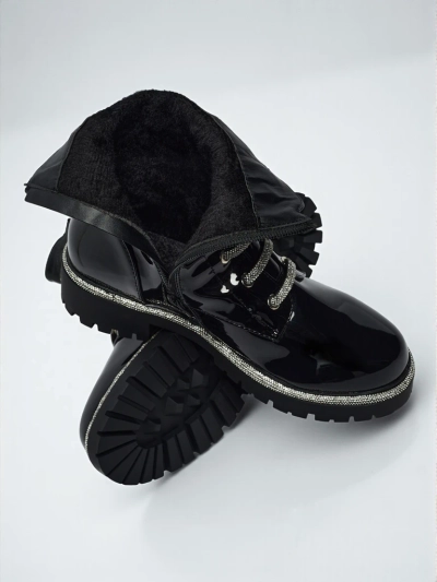 Lackierte Damen Schnürstiefeletten Fjorra