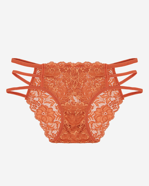 Помаранчеві мереживні жіночі трусики в смужку - Білизна