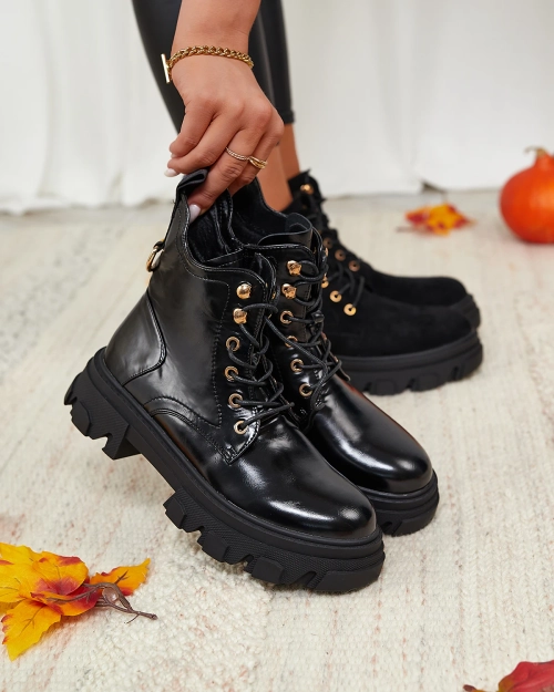 Royalfashion Чорні жіночі утеплені черевики з екошкіри Selori trapper