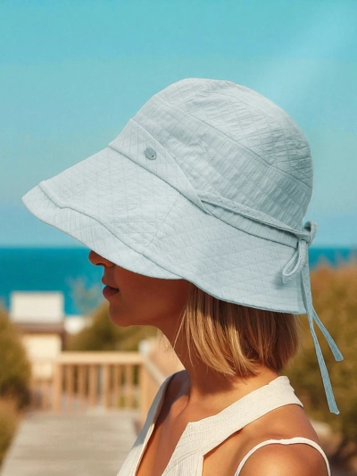 Damenhut Kalliste mit breiter Krempe, blau, 100% Polyester