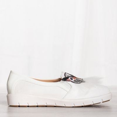 Weißer Slip-On mit dekorativer Eule Howlet - Footwear 1