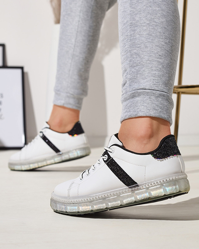 Damen-Sportschuhe in Weiß mit schwarzen Einsätzen Asxa- Footwear