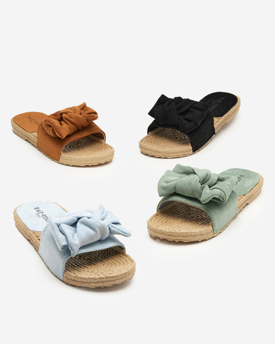 OUTLET Schwarze Damenhausschuhe mit Terina-Schleife - Schuhe