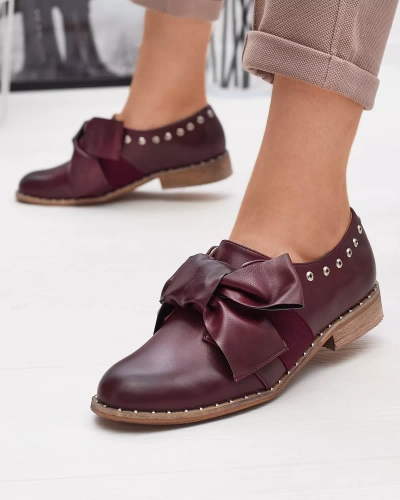 Kastanienbrauner Damenschuh mit Entera-Schleife - Schuhe