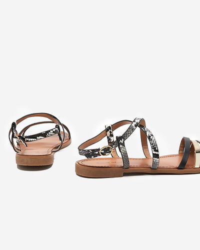 Schwarze Damensandalen a'la Schlangenhaut Elione - Footwear