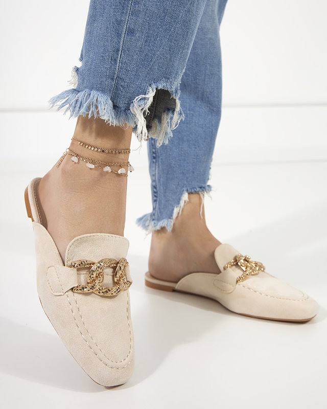 Cremefarbene Hausschuhe a'la Mokassins Gabbu-Schuhe